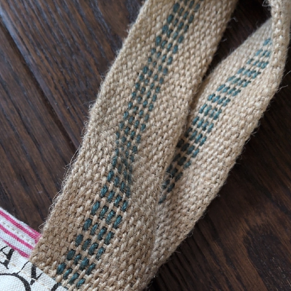 MICHEL DESIGN WORKS I Fabric Floral Butterfly Canvas Tote Bag w/ Burlap Handles - Picture 7 of 14
